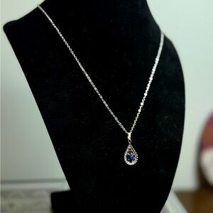 Sterling Silver and Blue Teardrop Pendant Necklace